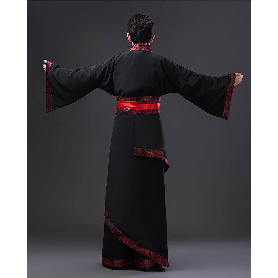 亿潮儿古装男古代服装汉服男唐朝汉服男士黑色汉服直裾服装舞台服