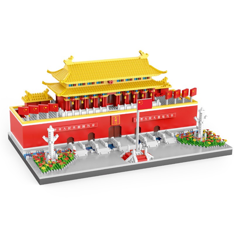 天安门中国风建筑国潮系列微钻颗粒积木高难度拼装玩具暑假礼物