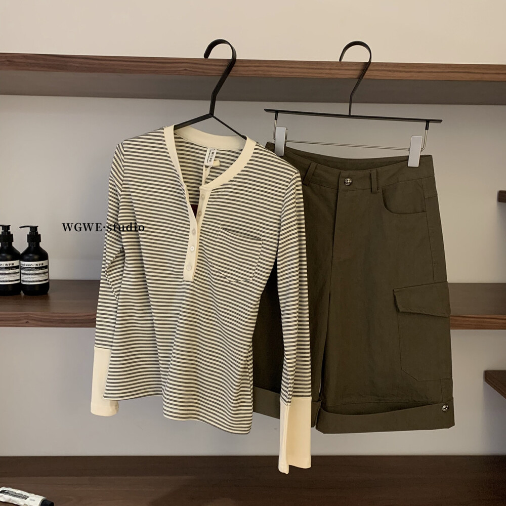 半开领小众弹力修身打底衫女早秋冬内搭外穿韩系chic上衣长袖T恤 - 图0