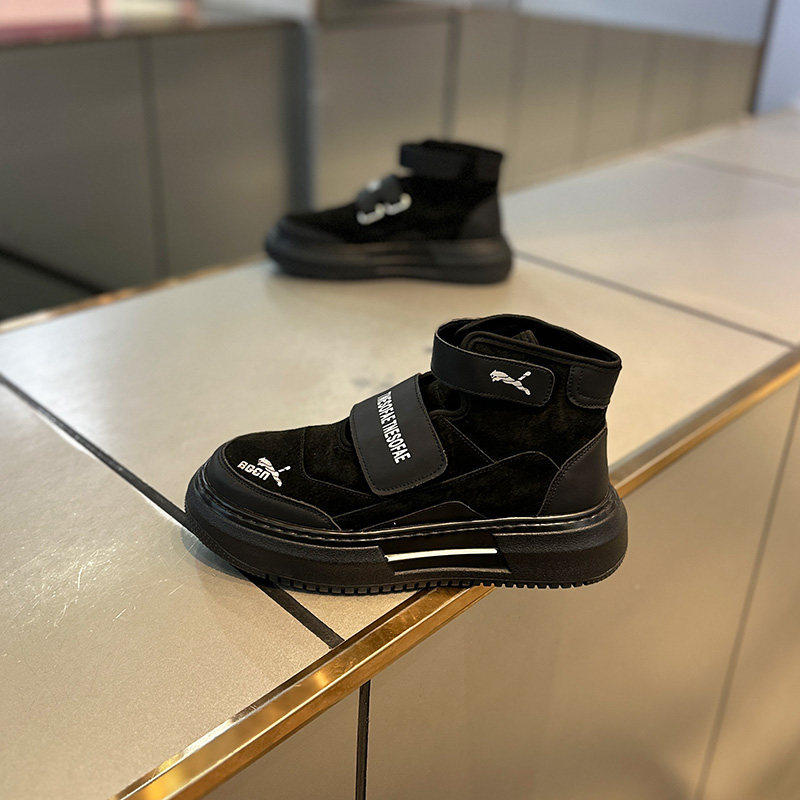 秋冬爆款高帮魔术贴皮面板鞋厚底单棉同款运动鞋潮流休闲鞋,淘宝优惠券,粉丝福利购,淘宝优惠卷