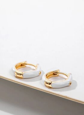 2024Shiny CZ Zircon Piercing Ear Buckle Female Hoop Earring