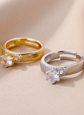 Wedding Pink 2024 Flower Women's Rings Stainless Steel Gold