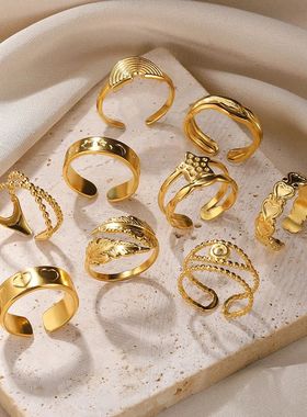 Feather Anillos Mujer Stainless Steel Rings For Women Gold