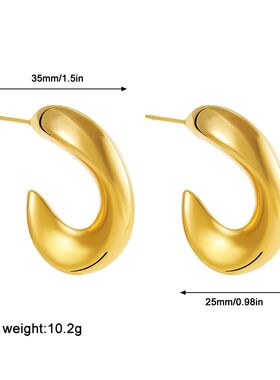 2024ngs for Women Chunky C Shape Statement Huggie Earrings