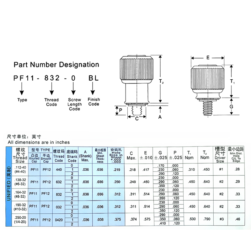 英制美制PF11松不脱螺钉6-32压铆式机螺钉弹簧组合面板螺丝钉铆钉-图1