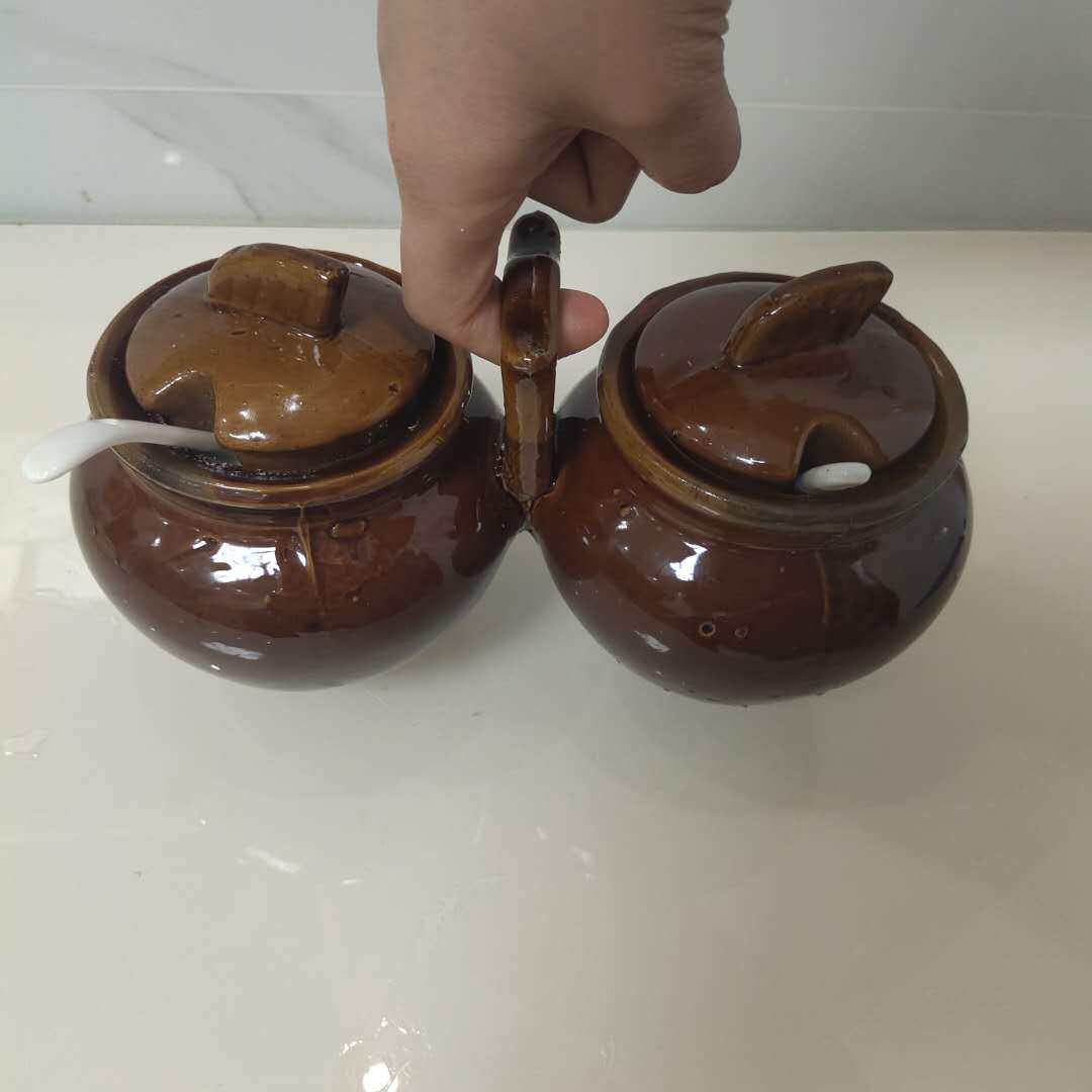 家用土陶瓷大号油盐罐烧烤调味罐厨房调料盒调料品罐老式带把盐罐