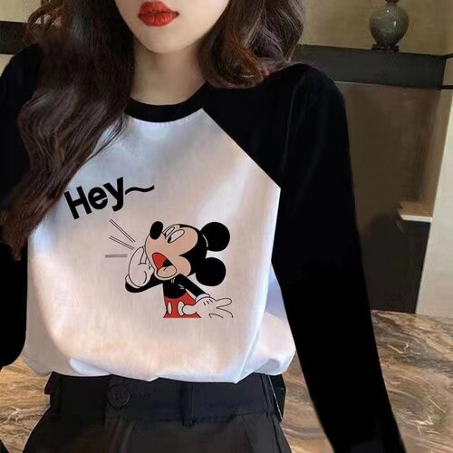 长袖t恤女ins2026年春秋新款宽松韩版白色加绒上衣服圆领卫衣女生 - 图2