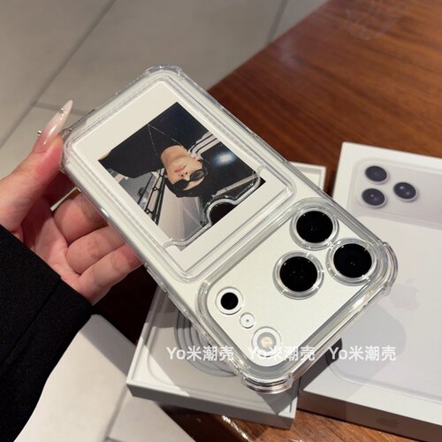可放拍立得小卡适用于苹果17promax手机壳iPhone17透明卡套16plus四角气囊15ProMax个性创意14/13情侣软防摔 - 图0