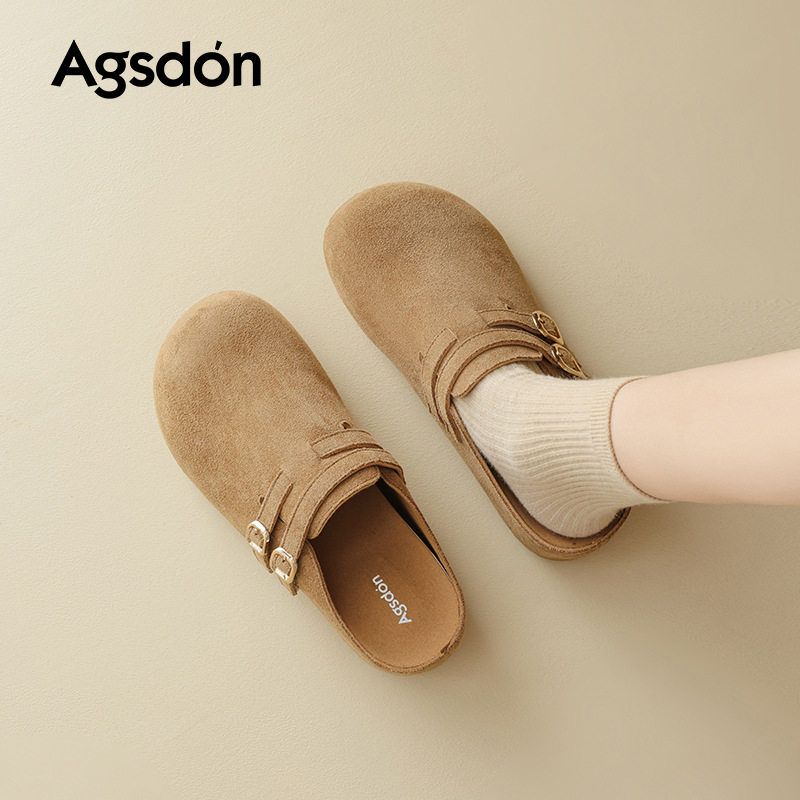 奥古狮登正品厚底勃肯鞋女2025新款秋冬外穿一脚蹬加绒博肯包头半,淘宝优惠券,粉丝福利购,淘宝优惠卷