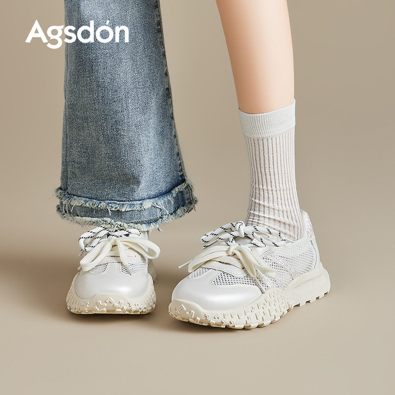 奥古狮登正品小白鞋女2026年新款夏季薄款镂空网面阿甘德训鞋厚底,淘宝优惠券,粉丝福利购,淘宝优惠卷