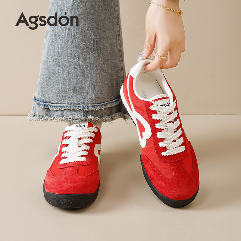 奥古狮登正品红色德训鞋女2026新款夏季厚底芭蕾阿甘华夫鞋休闲运,淘宝优惠券,粉丝福利购,淘宝优惠卷