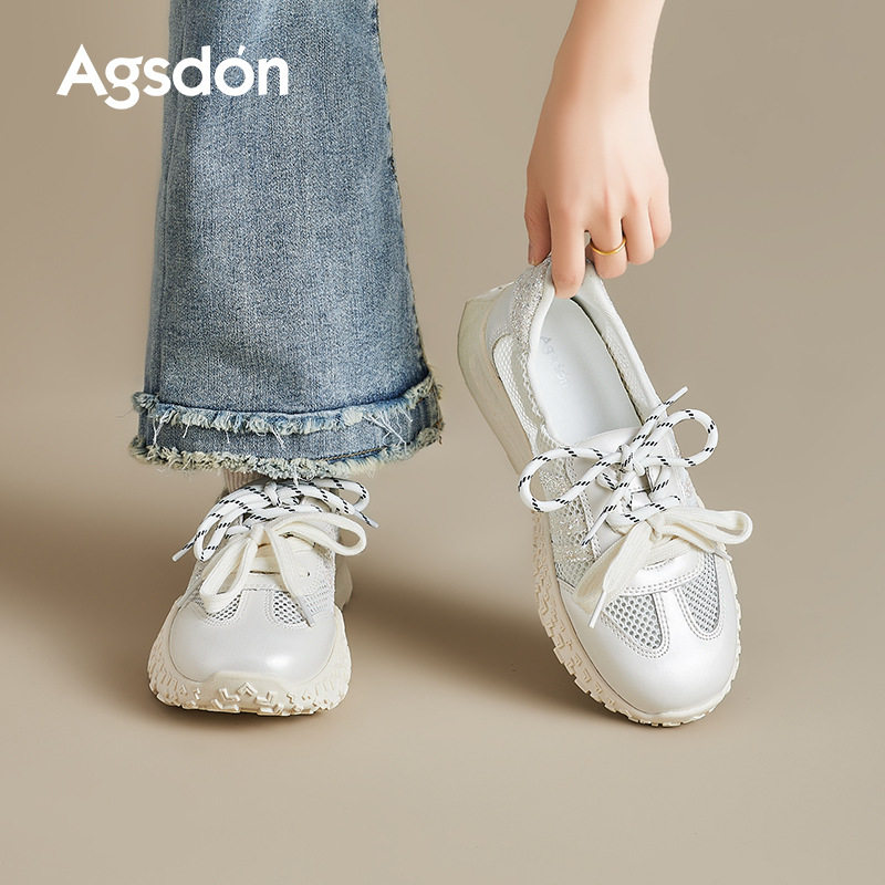 奥古狮登正品小白鞋女2026年新款夏季薄款镂空网面阿甘德训鞋厚底,淘宝优惠券,粉丝福利购,淘宝优惠卷