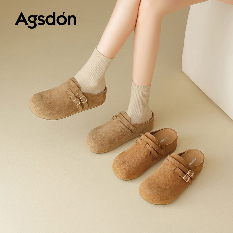 奥古狮登正品厚底勃肯鞋女2025新款秋冬外穿一脚蹬加绒博肯包头半,淘宝优惠券,粉丝福利购,淘宝优惠卷