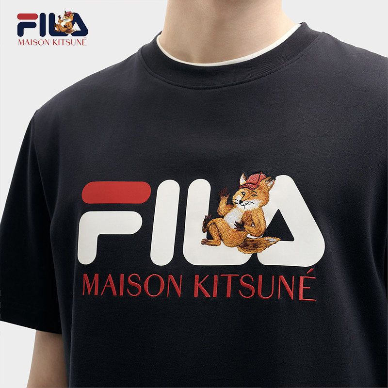 FILA 斐乐官方男子针织短袖衫2025夏新款小狐狸刺绣休闲纯棉T恤,淘宝优惠券,粉丝福利购,淘宝优惠卷