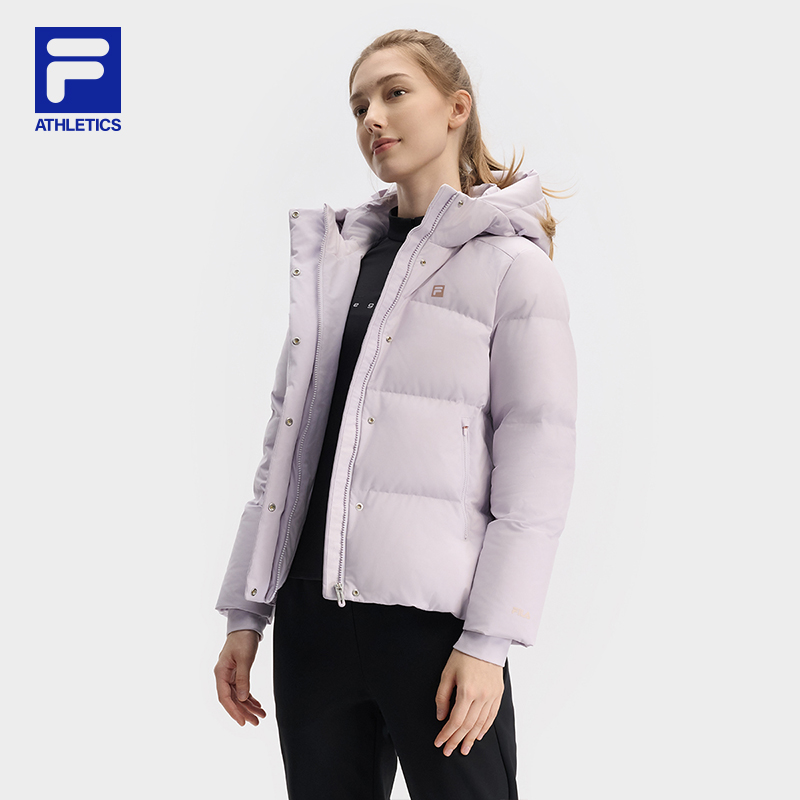 FILA 斐乐官方女士羽绒服2024冬季新款健身运动基础保暖连帽外套
