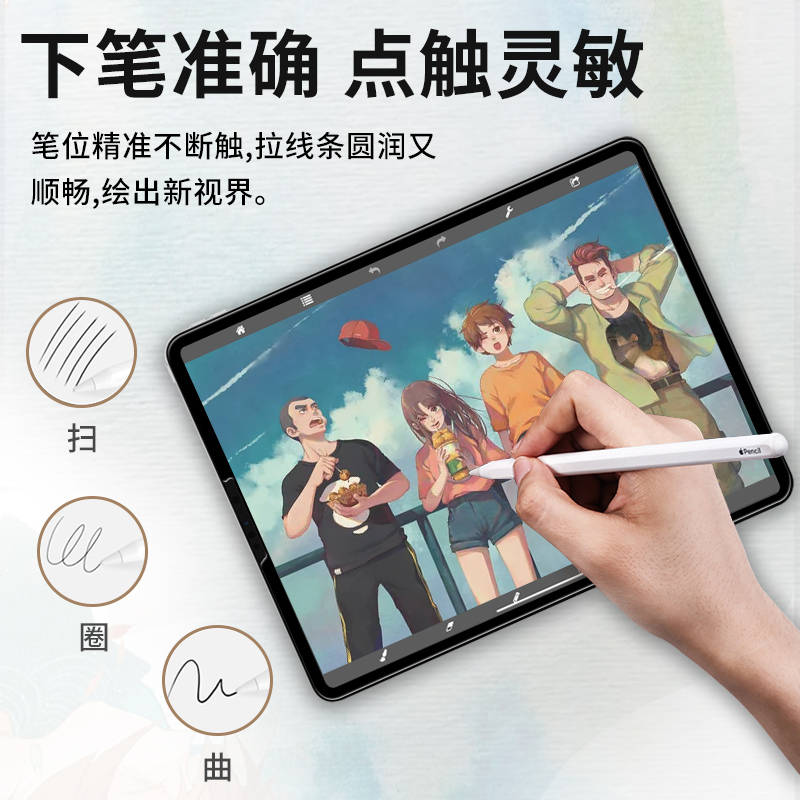 iPad全屏类纸膜2021款air4/3手写ipadpro12.9英寸11绘画苹果平板贴膜10.5磨砂黑边mini5防蓝光屏幕保护膜边框-图1