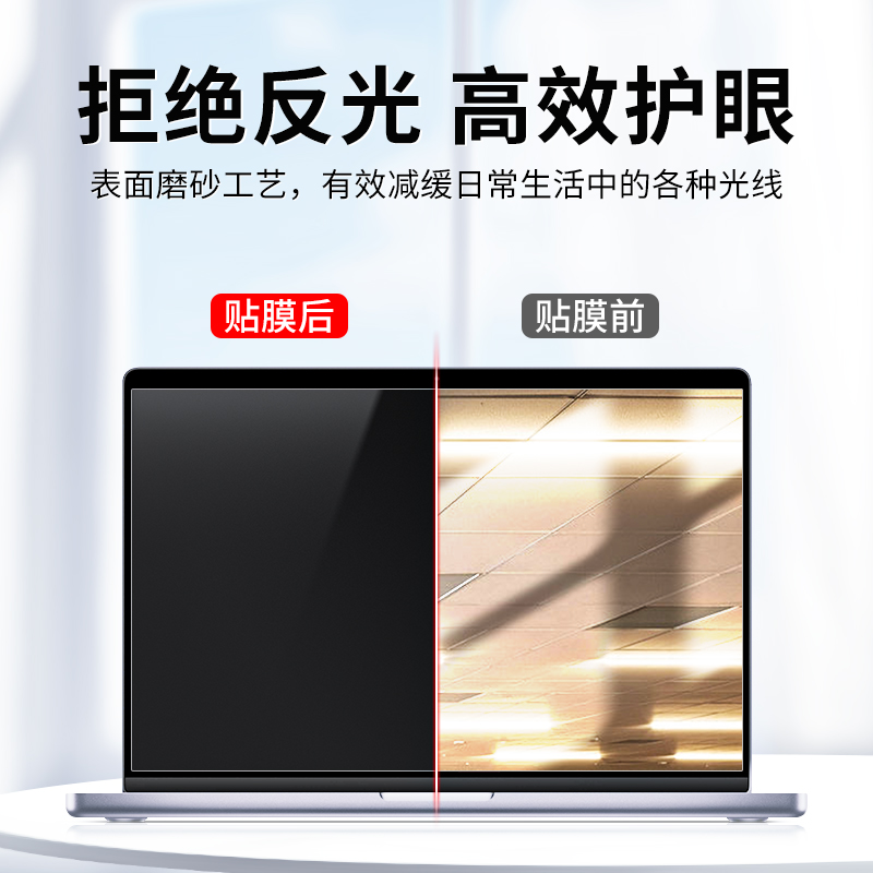 macbook防窥膜360度防窥air15防偷窥M2苹果笔记本电脑屏幕膜pro13.6上下左右防窥pro14防反光16保护膜m1/n3 - 图3