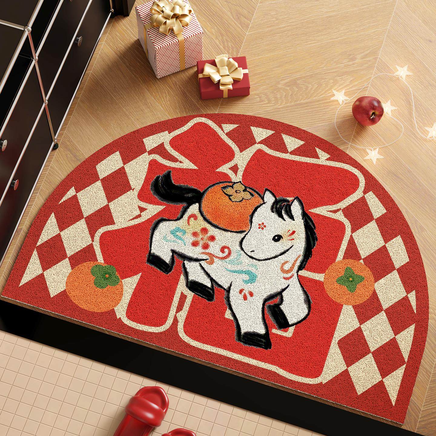 2026马年新款入户门丝圈地垫进门口脚垫入门专用地毯红色喜庆门垫,淘宝优惠券,粉丝福利购,淘宝优惠卷