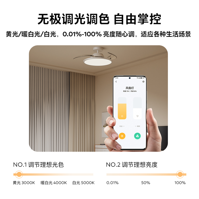 lipro隐形风扇灯客餐厅吊扇灯家用简约现代电扇灯超薄智能风扇灯-图2