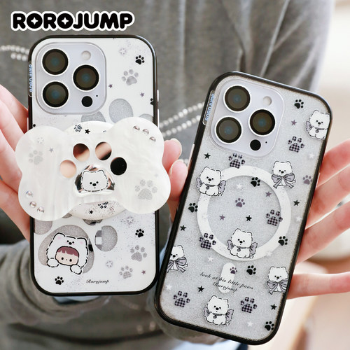 肉肉酱噪点星星爪子适用iphone16promax磁吸手机壳苹果15pro新款14爆闪13保护套防摔情侣cp壳带链条高级感夏 - 图0