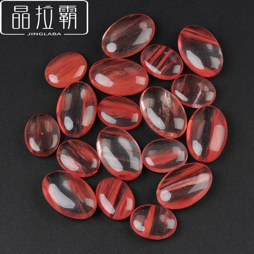 红色熔炼石手把件水晶原石把玩挂件椭圆玉石矿物标本儿童宝石摆件 - 图3
