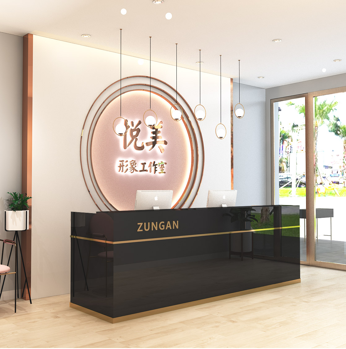 吧台收银台简约现代烤漆柜台公司前台接待台服装店小型店铺前台桌