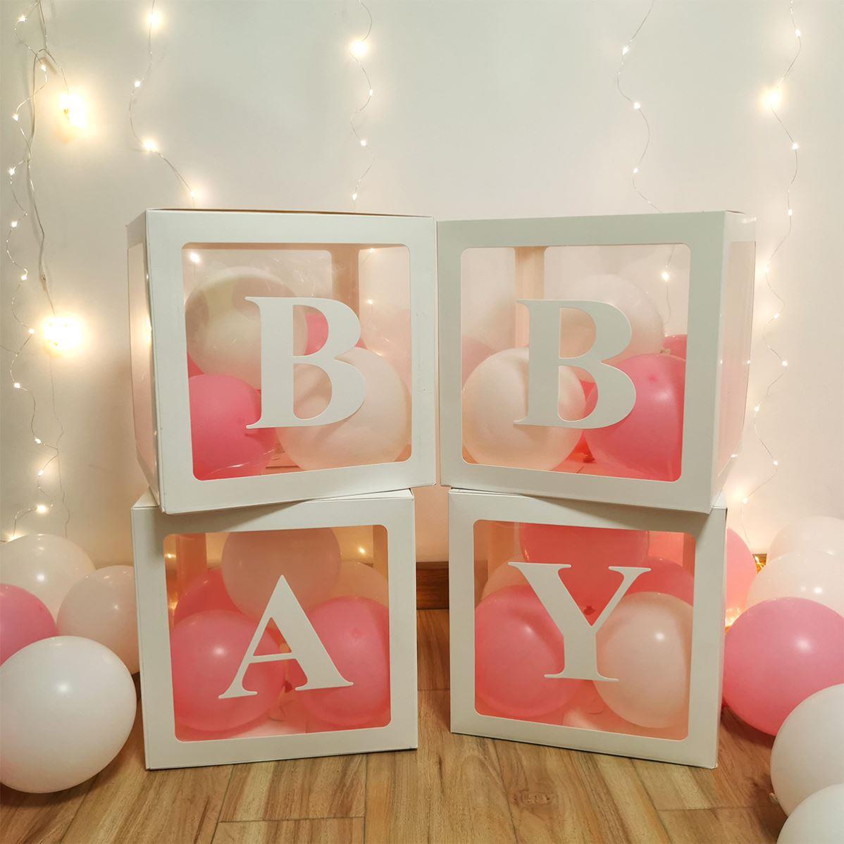 Baby Shower Decorations Boy Girl 30cm Transparent Box First - 图0