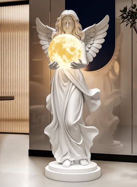 北欧艺术天使女神落地摆件月球灯