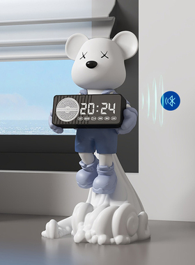 暴力熊装饰品客厅蓝牙扬声器前台收银桌面装饰钟闹钟乔迁礼物