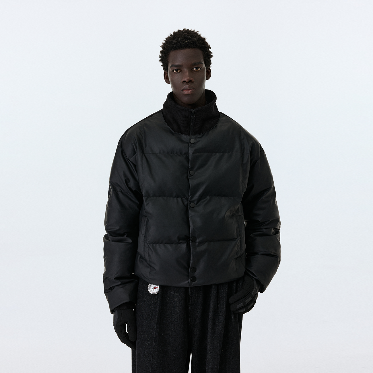 ATRY蓝色棉服外套男冬季国潮牌加厚保暖假两件拼接pu皮短款棉袄女,淘宝优惠券,粉丝福利购,淘宝优惠卷