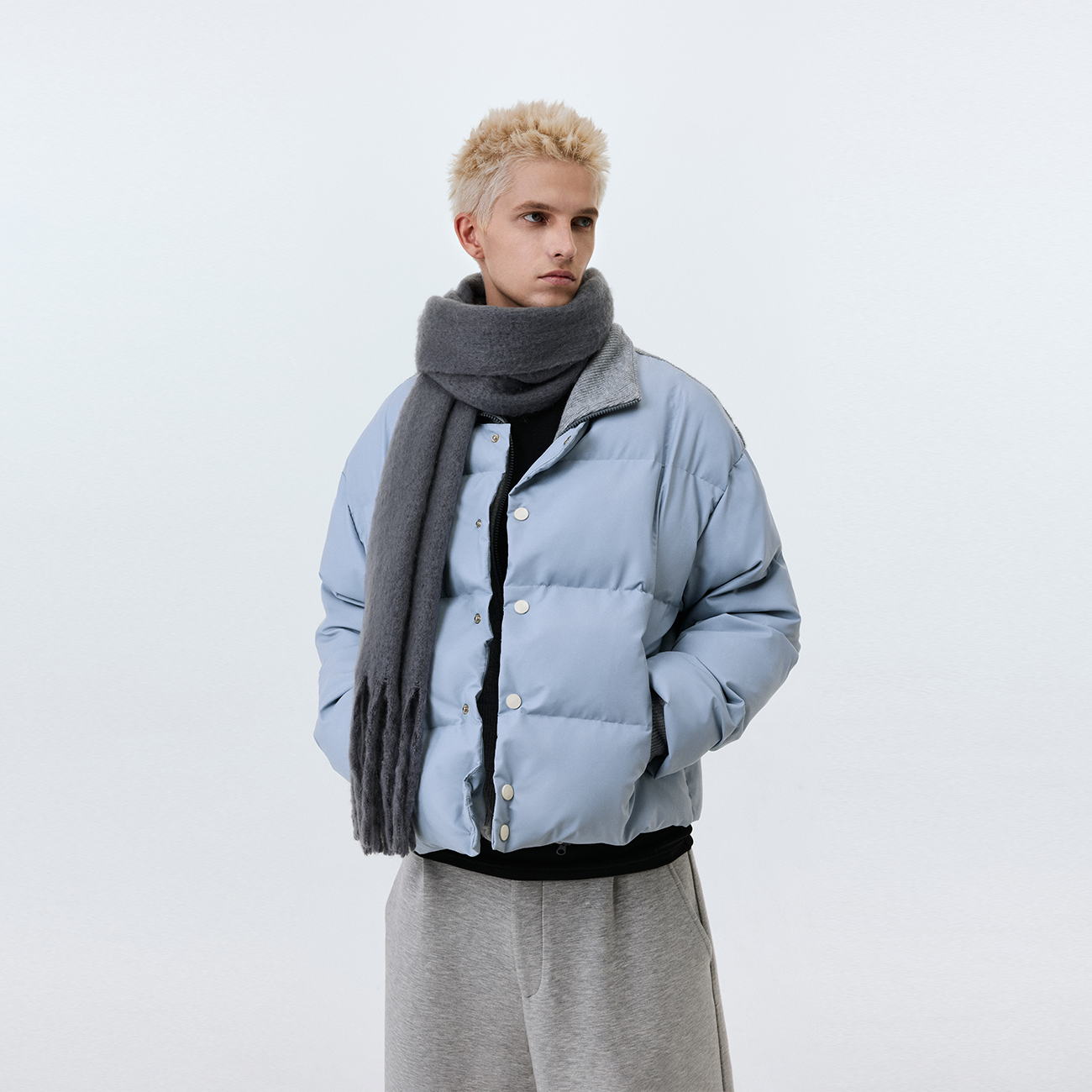 ATRY蓝色棉服外套男冬季国潮牌加厚保暖假两件拼接pu皮短款棉袄女,淘宝优惠券,粉丝福利购,淘宝优惠卷