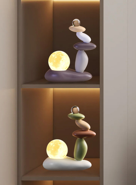 石来运转月球灯招财桌面装饰摆件