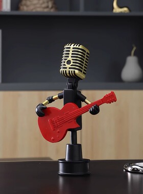 机械吉他麦克风酒柜客厅桌面摆件