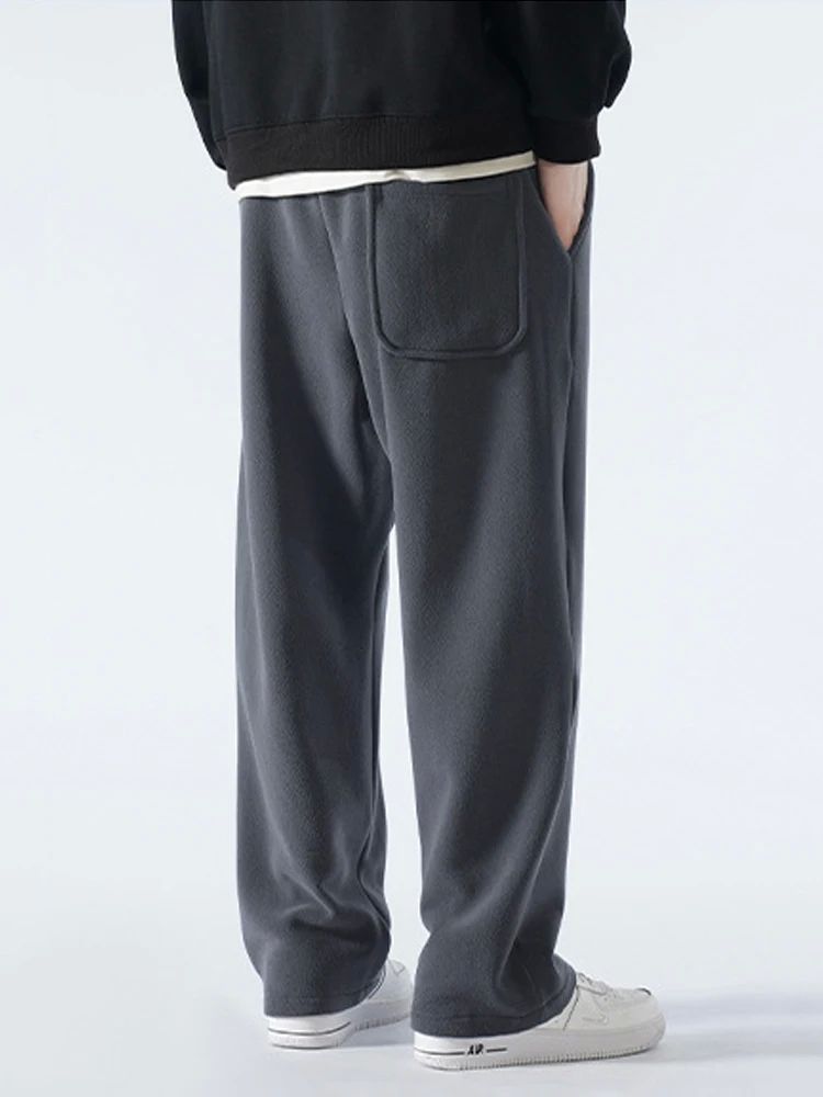 Winter Thick Fleece Warm Sweatpants Men Streetwear Wide-Leg - 图3