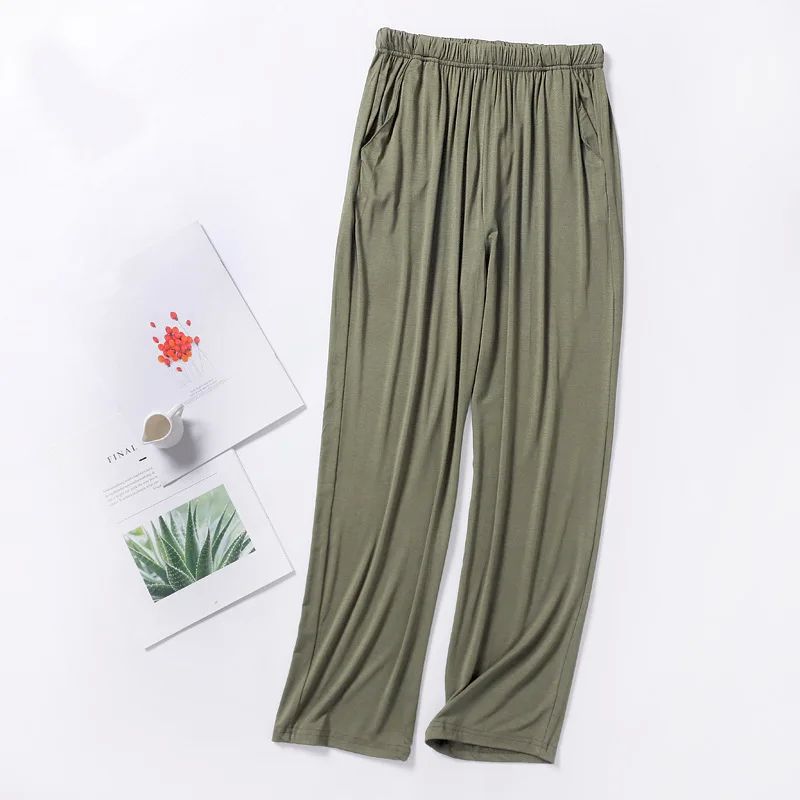 Summer Male Modal Sleeping Pants Solid Sleep Trousers Mens P - 图3