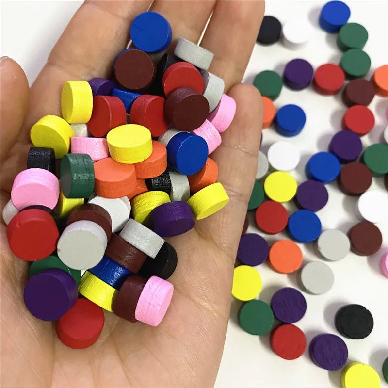 100Pcs Diameter 10*5MM Pawn Wooden Game Pieces Colorful Pawn - 图2