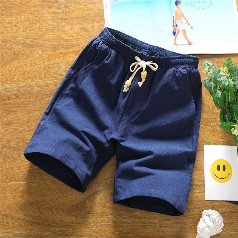 Summer Capris Cotton Hemp Shorts Men's Thin Casual Loose Lar - 图2