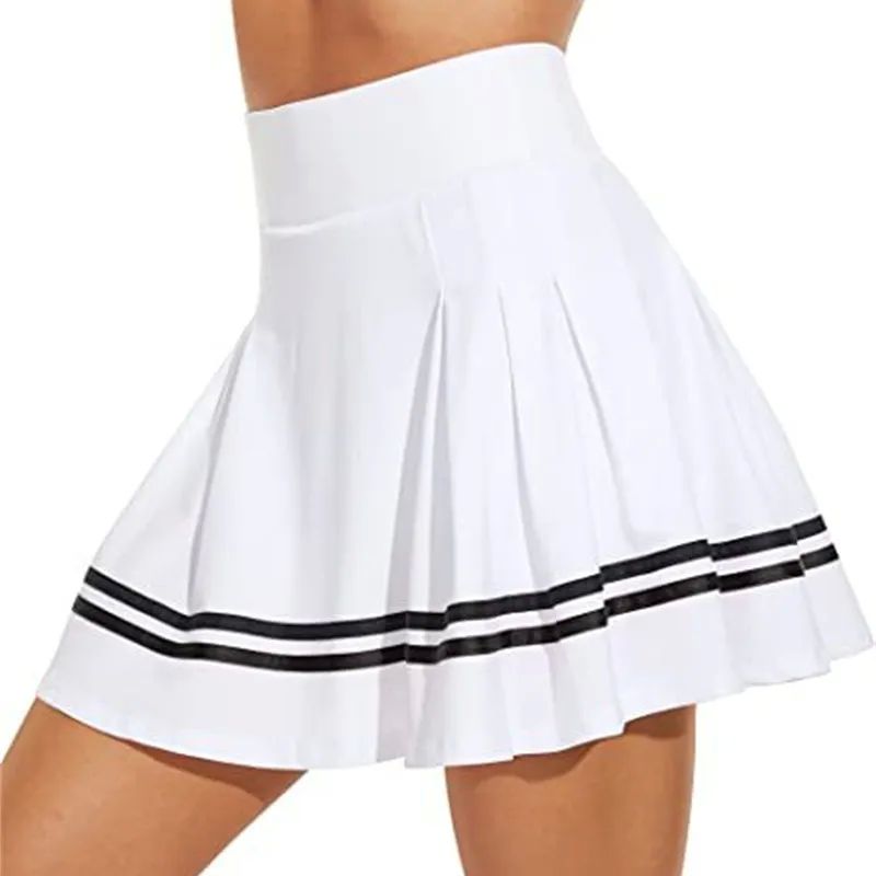 Plated Stripes Women Sports Pants Skirt High Waist Breathabl - 图0