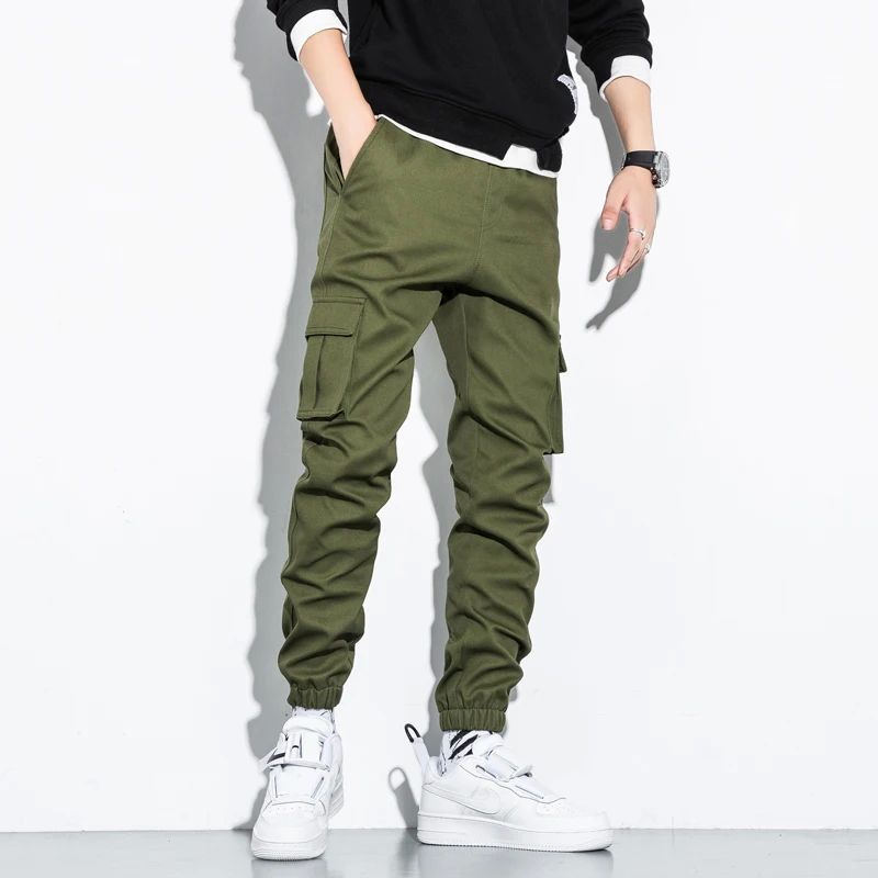 Spring/Summer Men's Cotton Cargo Pants Plus Size Sports Draw-图0