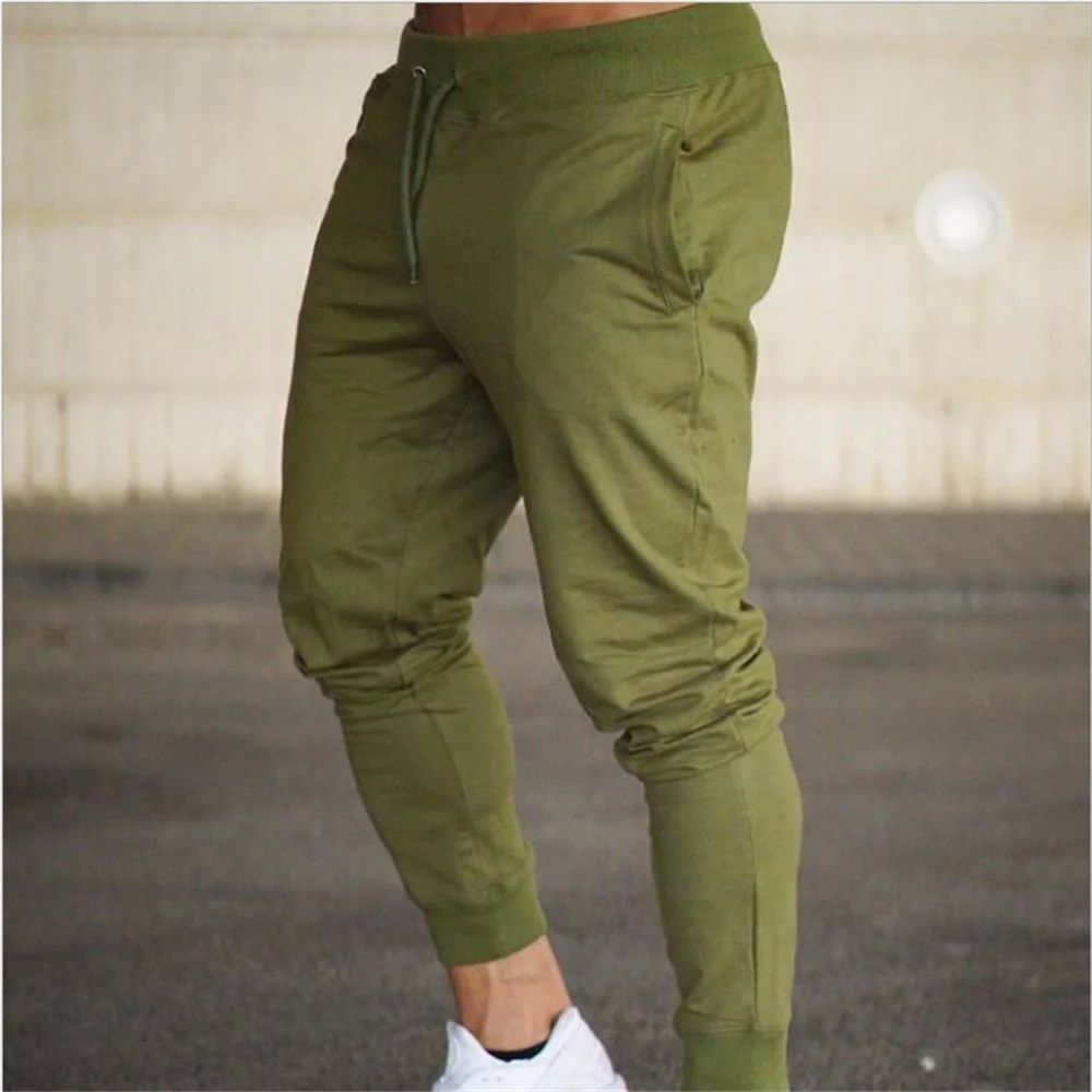 Fashion Men Gyms Pure color Pants Joggers Fitness Casual Lon-图1