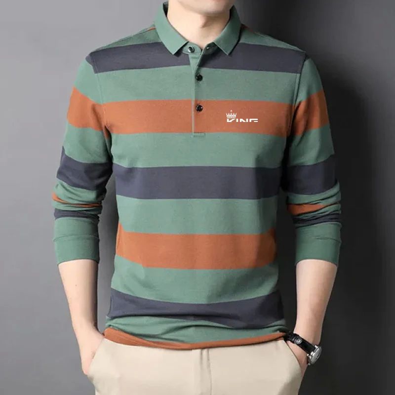 Spring Autumn Men Fashion Stripe  Shirt , Men Casual Print L - 图3