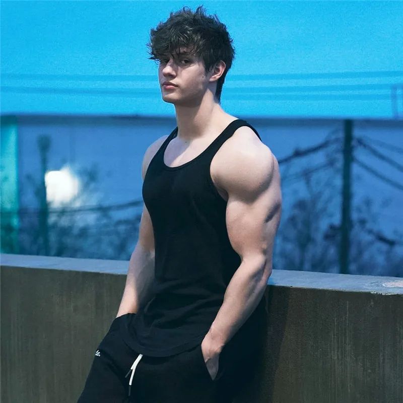 Summer new men Vest gym Tank top Men Fitness sleeveless shir - 图0