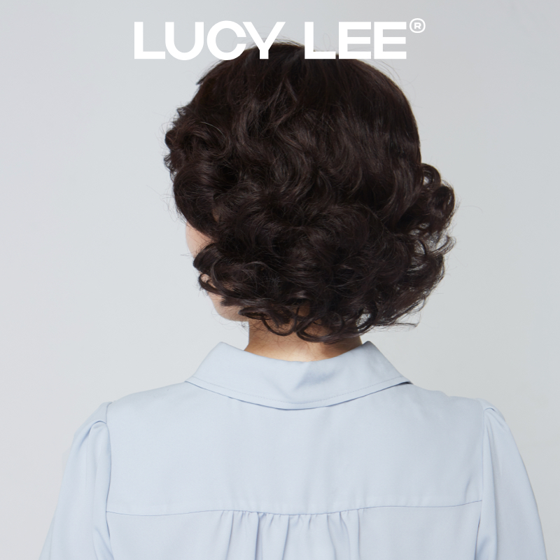 LUCY LEE蓬松卷发头套中长卷发全真妈妈假头套真人发丝蓬松中老年-图3