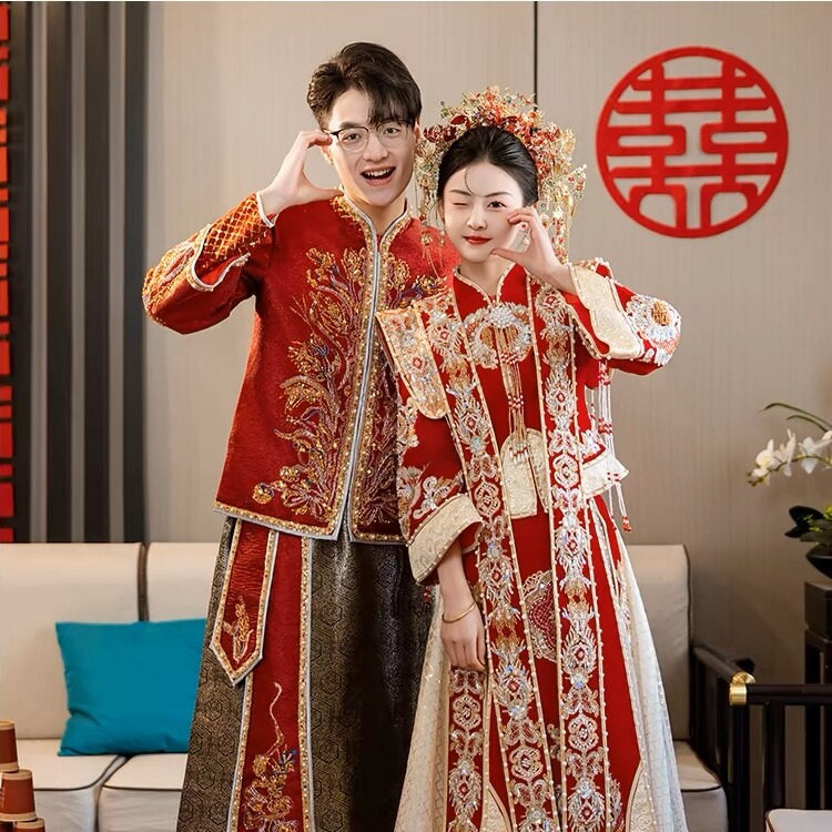 熙饶出租赁秀禾服新娘2025新款龙凤褂结婚男女中式婚纱伴娘敬酒服,淘宝优惠券,粉丝福利购,淘宝优惠卷