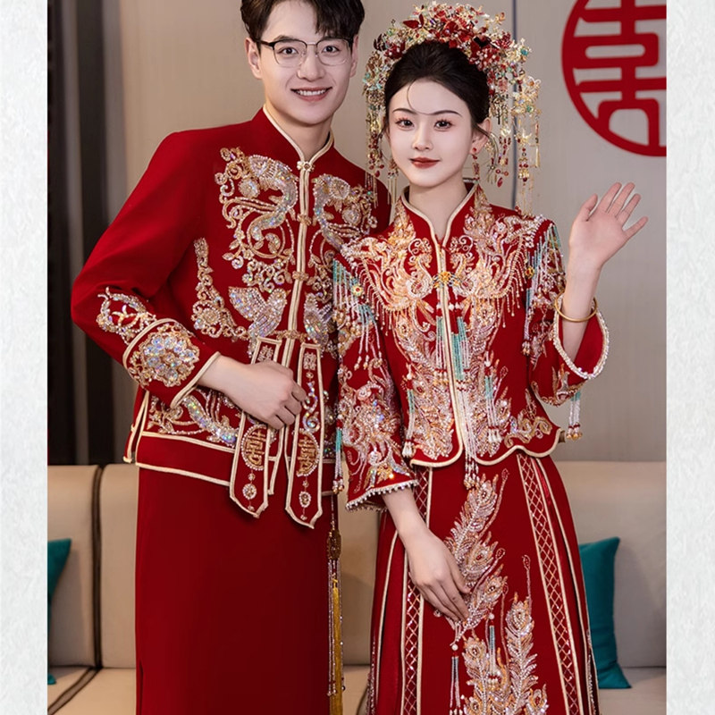 熙饶出租赁秀禾服新娘2025新款龙凤褂结婚男女中式婚纱伴娘敬酒服,淘宝优惠券,粉丝福利购,淘宝优惠卷