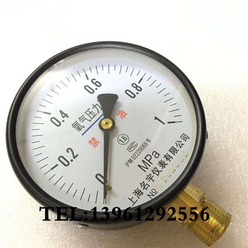 YO100禁油氧气压力表0~1.6/2.5MPa氧压表1.6级Y100气体压力表正品 - 图1
