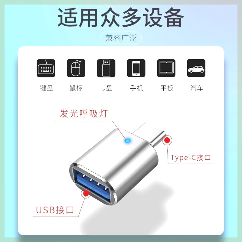 otg转接头适用手机OTG转接头转USB3.0U盘读卡器鼠标键盘-图2