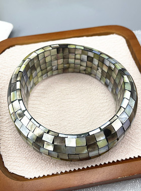 欧美风格珍珠母贝手镯手工镶嵌贴贝壳个性复古手镯饰品