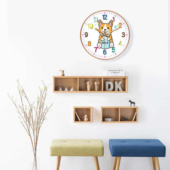 North Look Cartoon Style Silent Puppy Cute Bedroom Clock