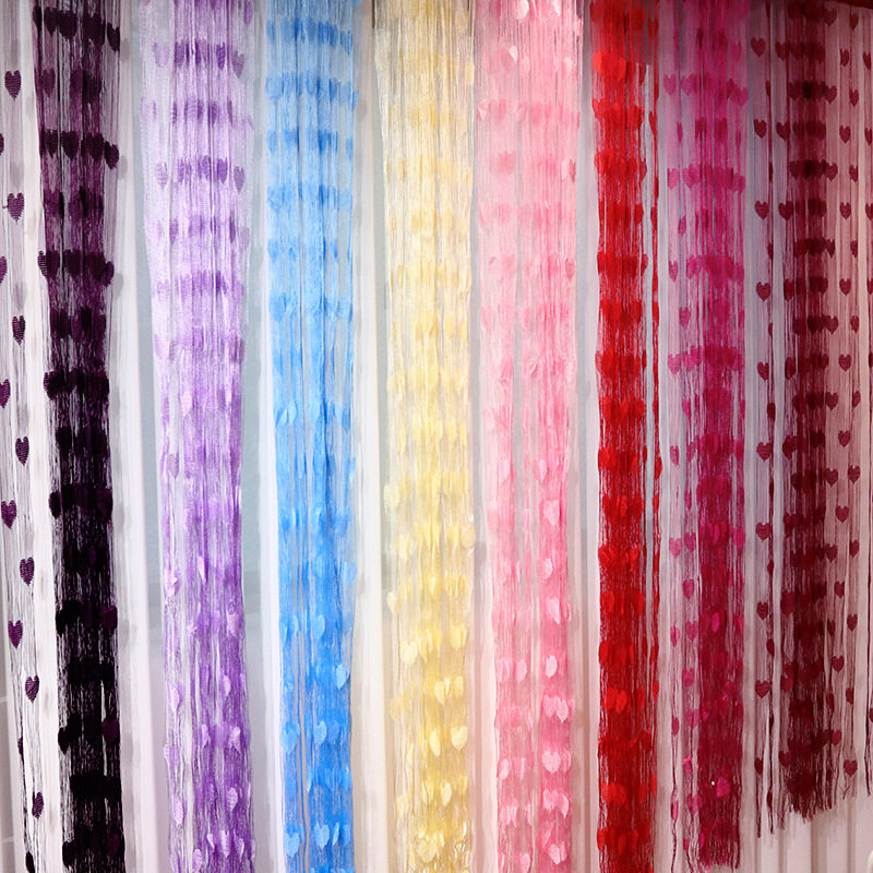 婚庆结婚用品爱心门帘喜庆婚房装饰线帘窗帘背景墙布置1m*2m - 图0
